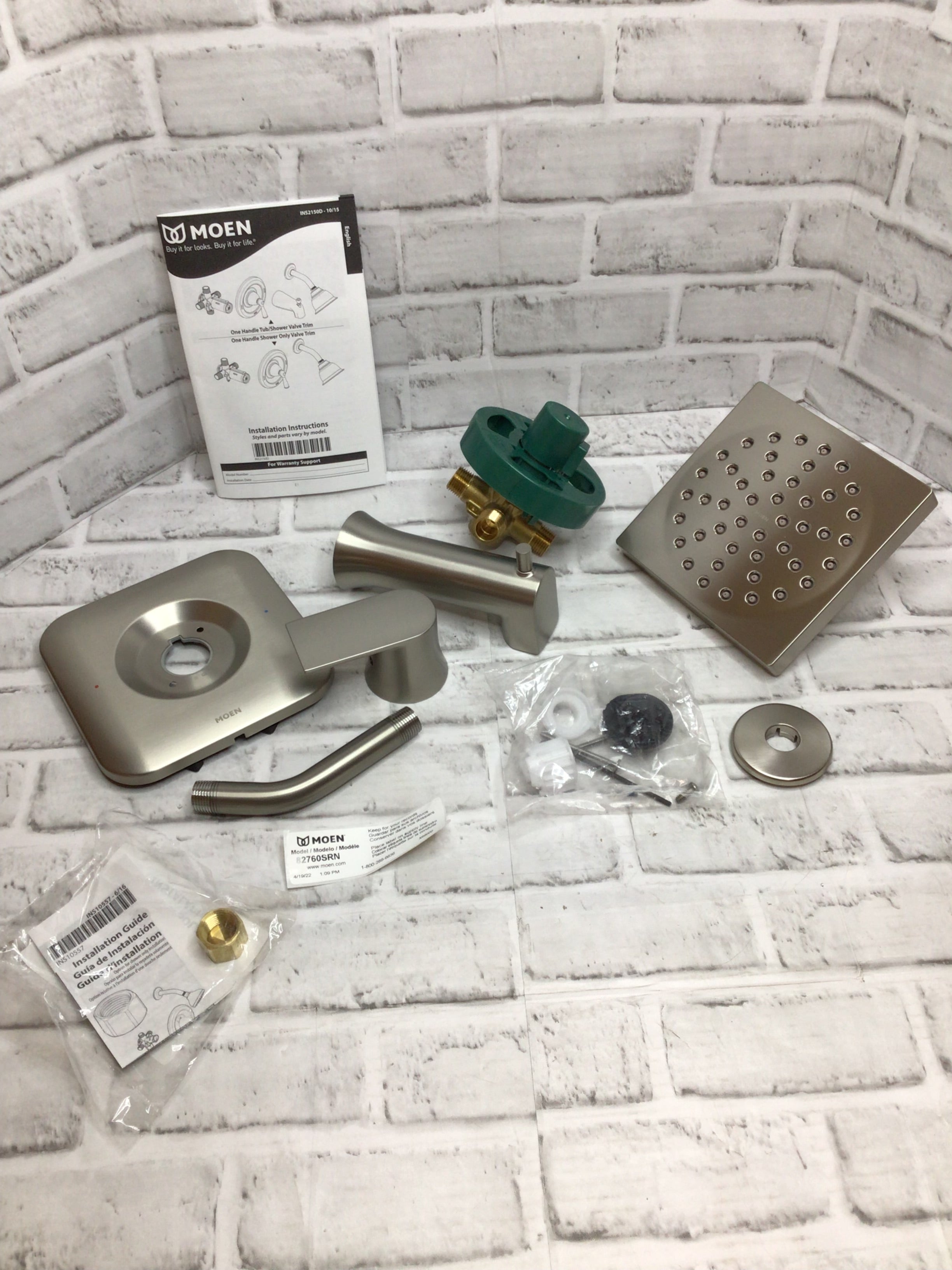 MOEN 82760SRN Genta Tub & Shower Faucet Package Set WITH VALVE - Brushed Nickel (8106688119022)